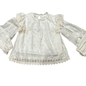 NWOT Mable Cream Vintage Style Victorian Lace Long Sleeve Shirt Blouse Size S